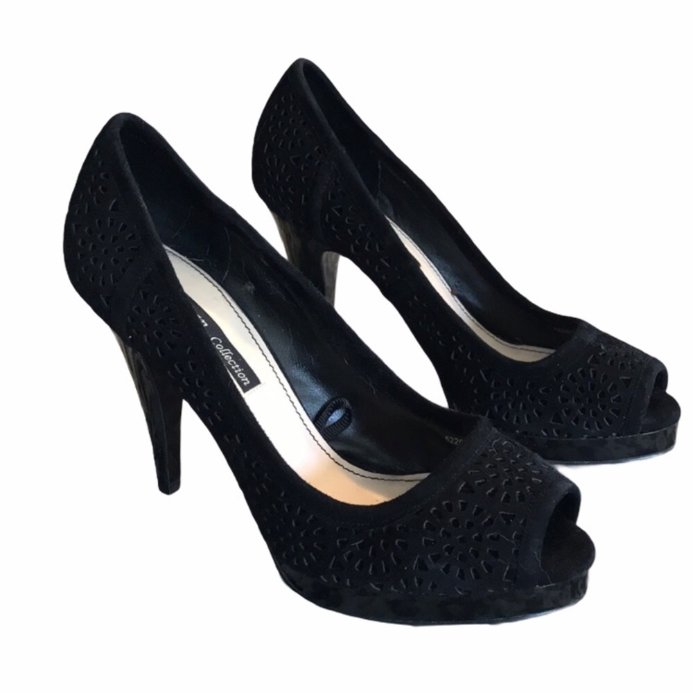 ZARA | black suede cutout pumps